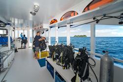 Maldives Liveaboard - Orion. Dhoni, equipment. 